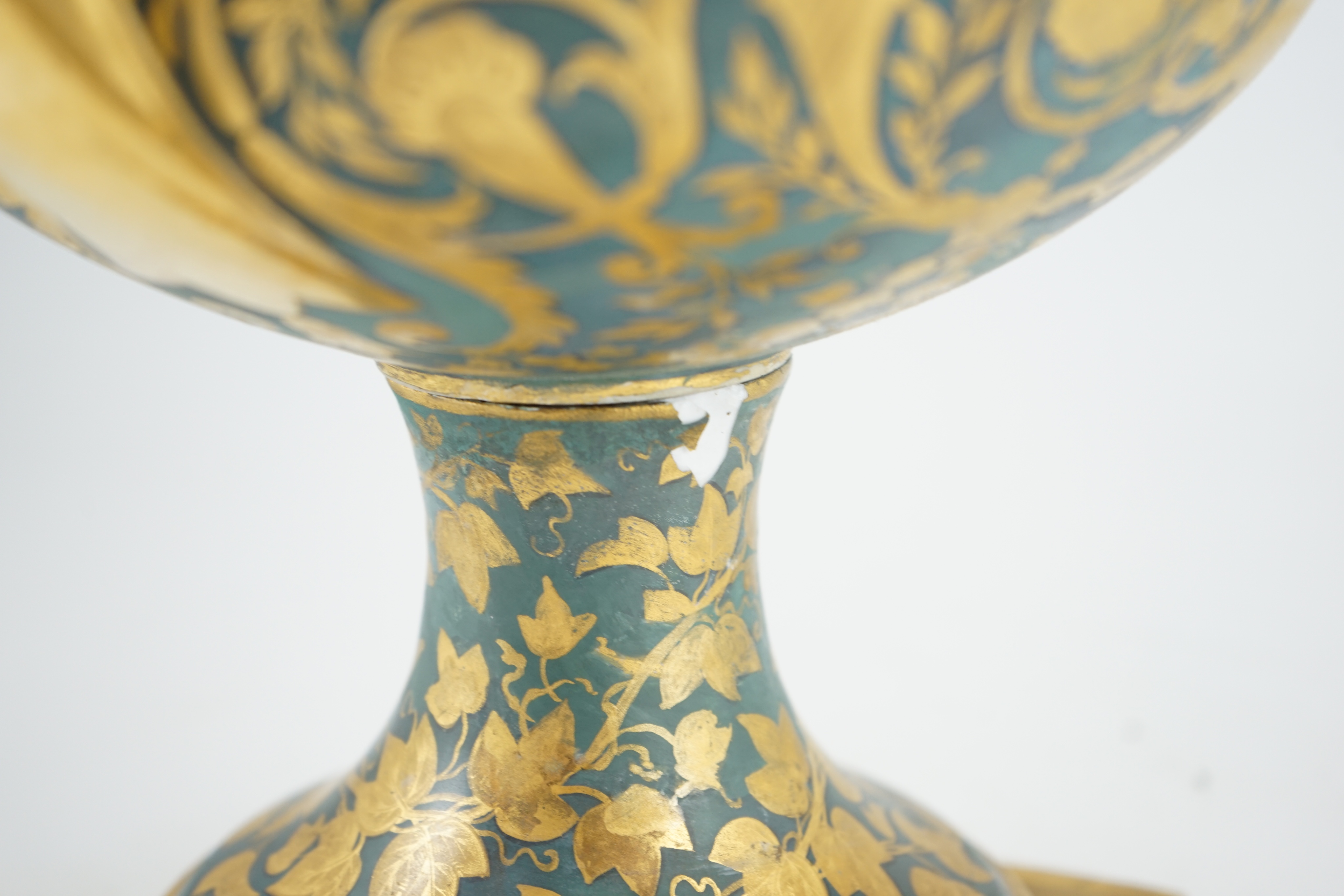 Napoleonic Wars interest: A large Berlin porcelain twin handled urn, c.1816, presented to Sir Henry Hardinge (1785-1856) by the Prussian Prince-General Blücher (1742-1819), 49cm high